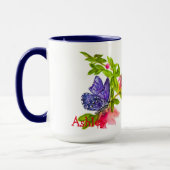 Personalisiertes Lila Wasserfarbenschmettern & Blu Tasse (Links)