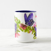 Personalisiertes Lila Wasserfarbenschmettern & Blu Tasse (Zentrum)