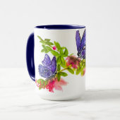 Personalisiertes Lila Wasserfarbenschmettern & Blu Tasse (Vorderseite Links)