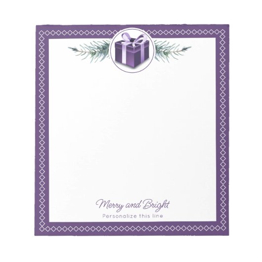 Personalisiertes lila Weihnachtsgeschenk Notizblock (Vorderseite)