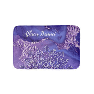 Personalisiertes Lila Weißes Wasser Mandala Badematte