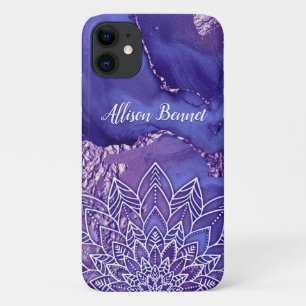 Personalisiertes Lila Weißes Wasser Mandala Case-Mate iPhone Hülle