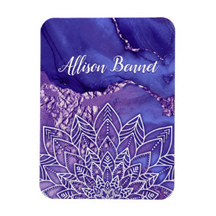 Personalisiertes Lila Weißes Wasser Mandala Magnet