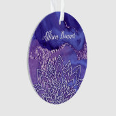 Personalisiertes Lila Weißes Wasser Mandala Ornament (Vorderseite)