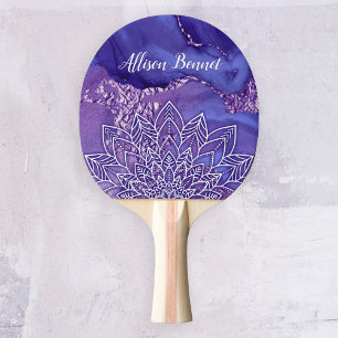 Personalisiertes Lila Weißes Wasser Mandala Tischtennis Schläger