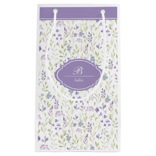 Personalisiertes lila Wildblumen-Monogramm Kleine Geschenktüte