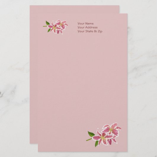 Personalisiertes Lilienpapier (Vorne/Hinten)