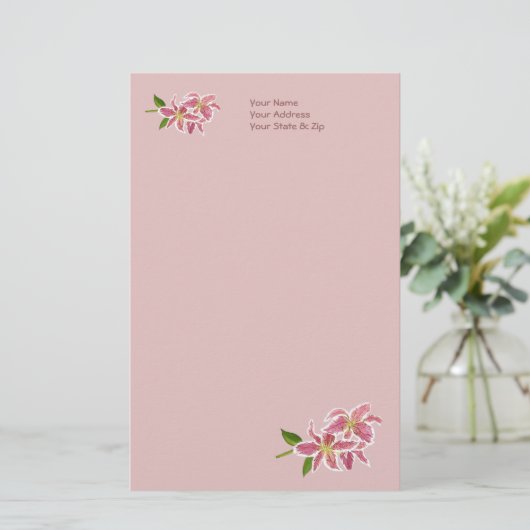 Personalisiertes Lilienpapier (Stehend Vorderseite)