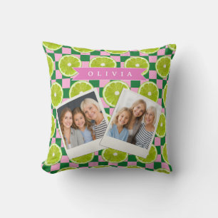Personalisiertes Limette Gingham Zitrus Individuel Kissen