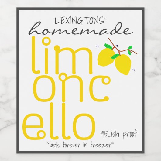 Personalisiertes Limoncello-Flaschenetikett | Weinetikett (Einzelnes Label)