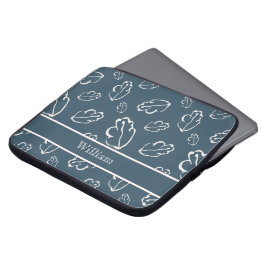 Personalisiertes Line-Art-Blatt-Design Laptopschutzhülle