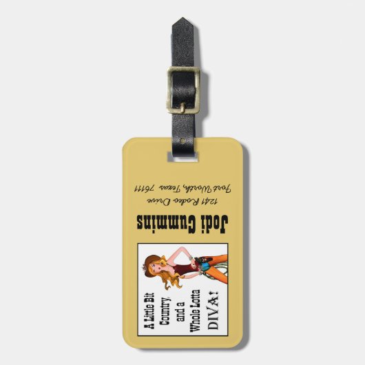 Personalisiertes Little Bit Land, ganz Lotta DIVA! Gepäckanhänger (Vorderseite vertikal)