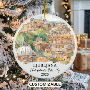 Personalisiertes Ljubljana-Ornament, Geschenk aus  Keramik Ornament