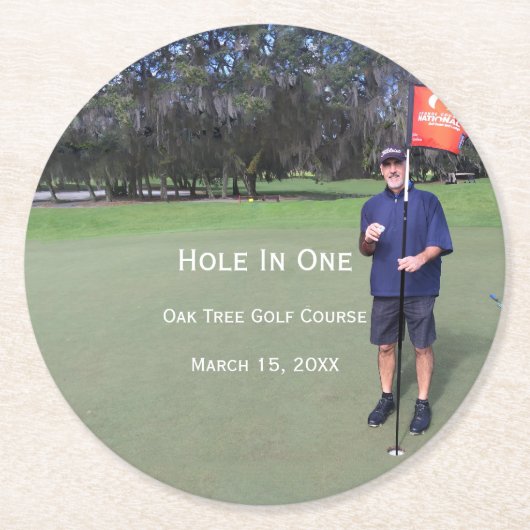 Personalisiertes Loch in einem Foto und Stationen Runder Pappuntersetzer (Vorderseite)