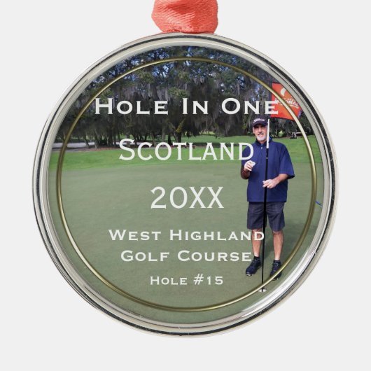 Personalisiertes Loch in einem Keepsake-Ornament Silbernes Ornament (Vorne)