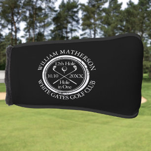 Personalisiertes Loch in einem Schwarz-Weiß-Klassi Golf Headcover