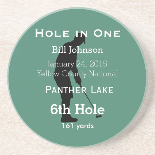 Personalisiertes Loch in einer Höhle GOLFER Sandstein Untersetzer (Vorne)