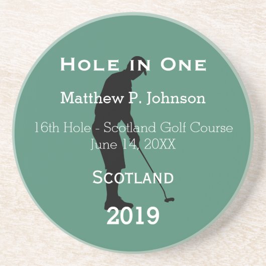 Personalisiertes Loch in einer Höhle GOLFER Sandstein Untersetzer (Vorne)