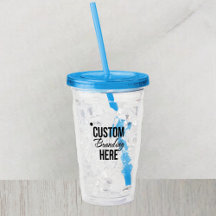 Personalisiertes Logo Blue Acrylic Tumbler mit Str