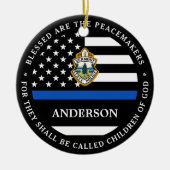 Personalisiertes Logo der Polizei dünne blaue Lini Keramik Ornament (Vorne)