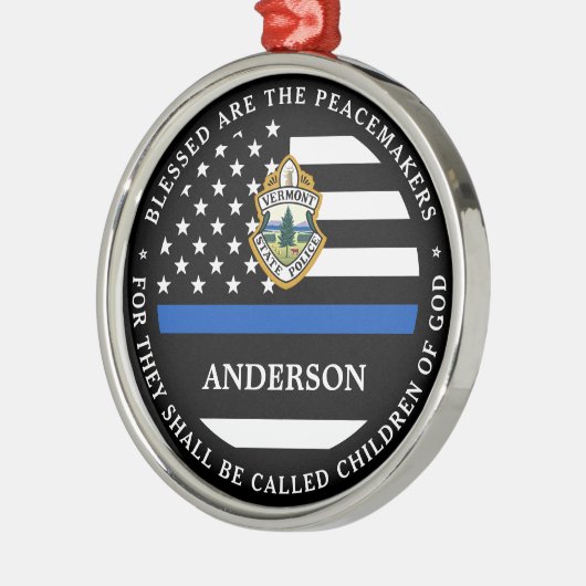 Personalisiertes Logo der Polizei dünne blaue Lini Ornament Aus Metall (Links)