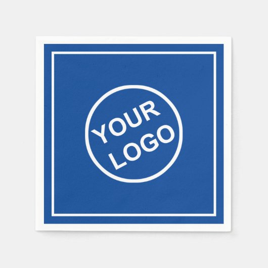 Personalisiertes Logo Elegantes blaues Weißbuch Serviette (Vorderseite)