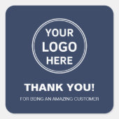 Personalisiertes Logo-Geschäft Vielen Dank Navy Bl Quadratischer Aufkleber (Vorderseite)