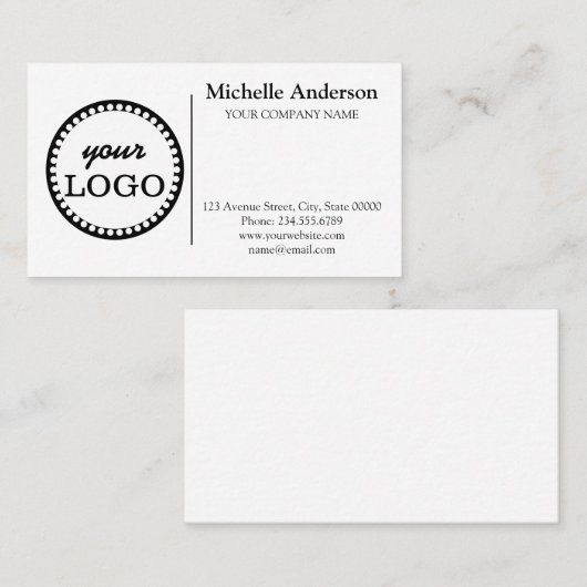 Personalisiertes Logo, modern weiß Visitenkarte (Vorne/Hinten)
