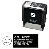 Personalisiertes Logo, Name Schwarze Rücksendeadre Permastempel (Beispiel)