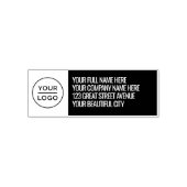 Personalisiertes Logo, Name Schwarze Rücksendeadre Permastempel (Design)