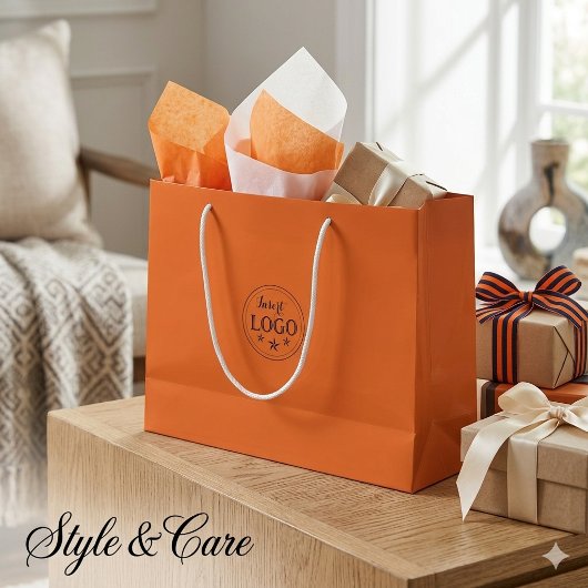 Personalisiertes Logo Princeton Orange Große Geschenktüte