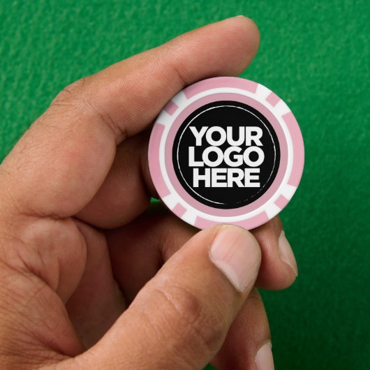 Personalisiertes Logo und Cooler Text rosa Pokerchips (Hand)