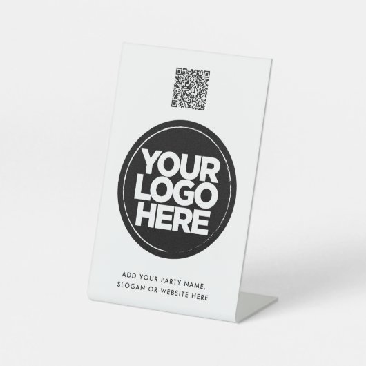 Personalisiertes Logo und einfacher Qr-Code Sockelschild (Vorderseite)