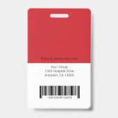 Personalisiertes Logo und Foto-ID des Krankenhause Ausweis (Back)