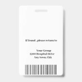Personalisiertes Logo und Foto-ID des Krankenhause Ausweis (Back)