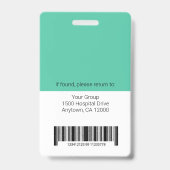 Personalisiertes Logo und Foto-ID des Krankenhause Ausweis (Back)