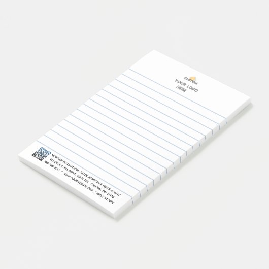 Personalisiertes Logo und QR-Code Post-it Klebezettel (angewinkelt)