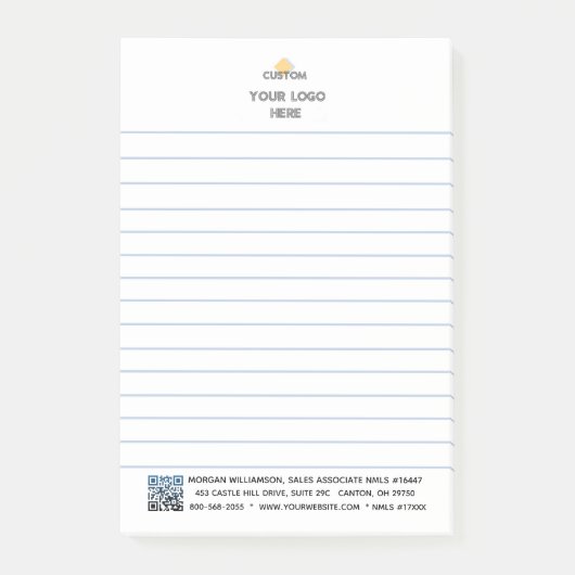 Personalisiertes Logo und QR-Code Post-it Klebezettel (Vorderseite)