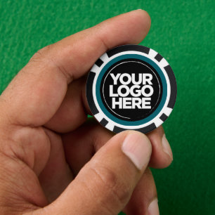 Personalisiertes Logo und Text Cool Deep Teal Pokerchips