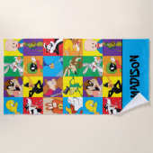 Personalisiertes LOONEY TUNES™ Zeichengitter Strandtuch (Vorderseite)
