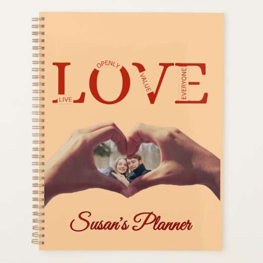 Personalisiertes LOVE-Akronym-Foto  Planer (Vorderseite)