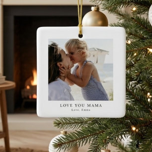 Personalisiertes Love You Mama Foto v Keramikornament