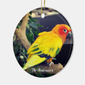 Personalisiertes Lovebird-Foto Keramik Ornament (Links)