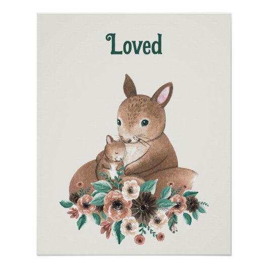 Personalisiertes "Loved Mother & Baby Squirrel" Poster (Vorderseite)
