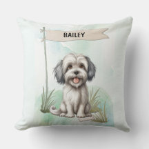 Personalisiertes Lowchen-Wasserfarben-Hundekissen