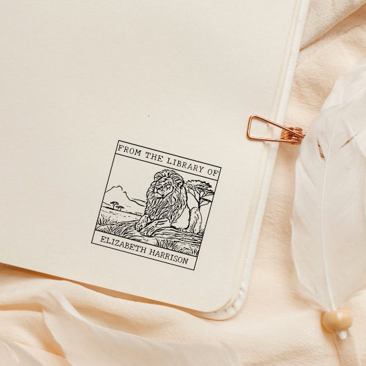 Personalisiertes LöwenBuchzeichen Gummistempel