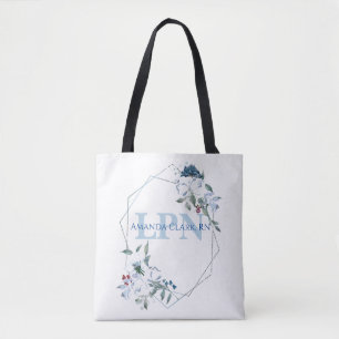 Personalisiertes LPN-Monogramm in floralem Blau Tasche