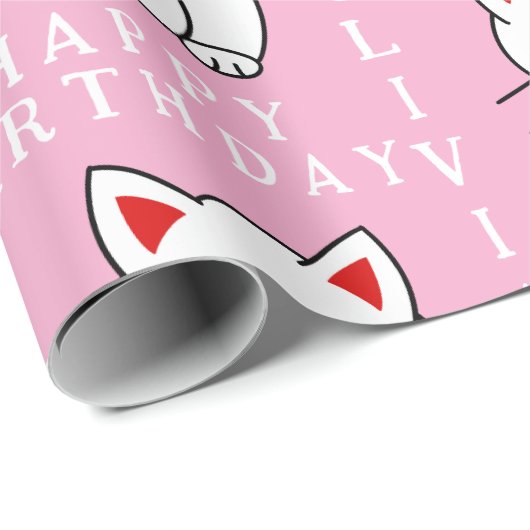 Personalisiertes Lucky Cat Art Geschenkpapier (Rolleneckpunkt)