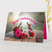 Personalisiertes Lucky Horseshoe und Rose Liebe Karte (Gelbe Blume)