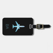Personalisiertes Luftfahrt-Blau-Flugzeug-Gepäckanh Gepäckanhänger (Vorderseite horizontal)